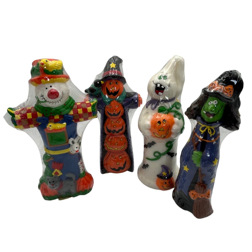 Vintage Halloween Wax Candles Set Kmart Holiday Workshop Ghost Witch Pumpkins